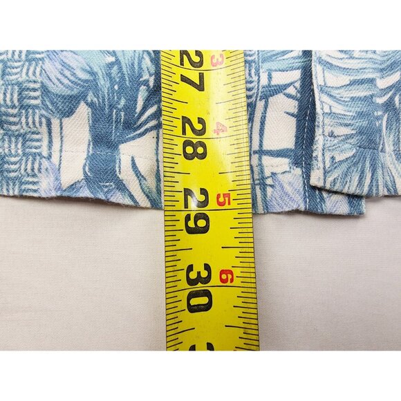 Tasso Elba Island Sz Medium Mens Blue Floral Silk Linen Blend Short Sleeve Shirt - Picture 7 of 9